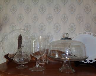 Etched Glass Pieces, Lace Edge White Platter