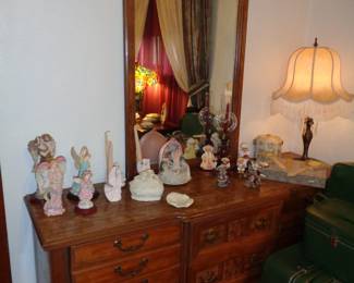 Bassett Bureau & Mirror, China Angels, Fringed Boudoir Lamp