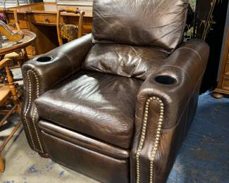 Leather Recliner with drink holders