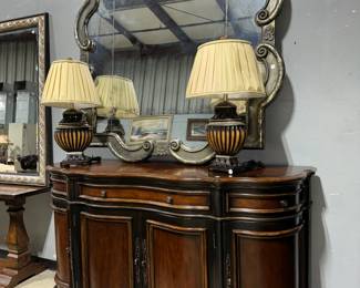 Buffet, Matching Lamps and Ornate Mirror Orlando Auction