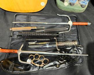 Martial Arts Sai, Brass Knuckles, Clubs and Knife Orlando Auction