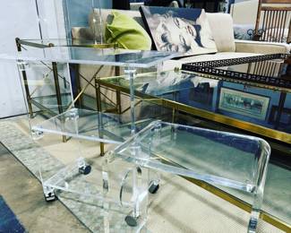 Lucite Table and Rolling Shelves Orlando Auction