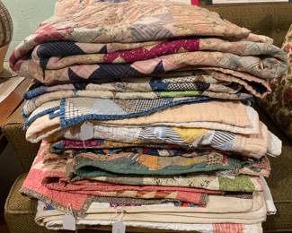stacks of quilts