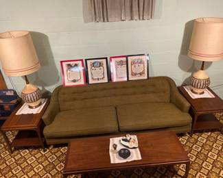 Coffee table Lane style NO. 997-01 matching end tables Lane style number 997–05.l
couch S. C. Coleman furniture.