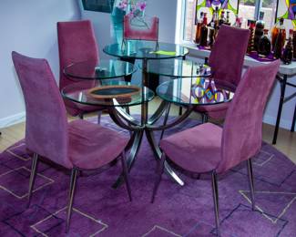 Intricate glass top table with chairs(x4)
