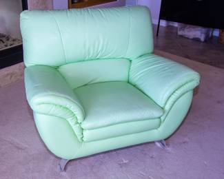 Mint green leather chair