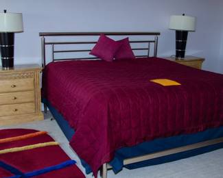 King size bed, night stands (x2), lamps (x2)
