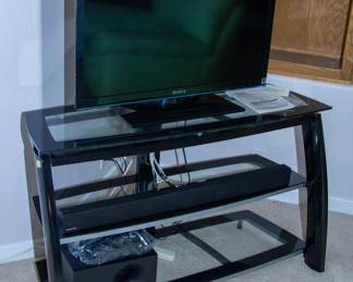 Glass top tv stand, Sony TV
