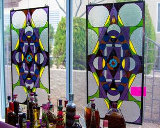 Stained glass window display