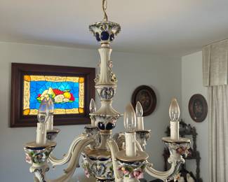 Amazing Capodimonte Italian porcelain chandelier 