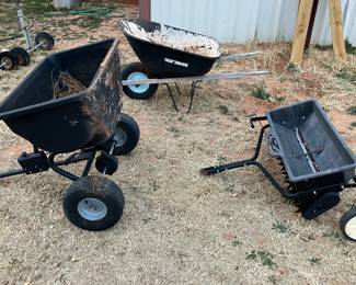 fertilizer spreaders, wheelbarrow