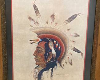 Woody Crumbo pencil named and signed "Black Owl--Cheyenne"
