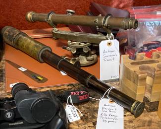 antique surveyor's transit, French Bardou rifle range telescope