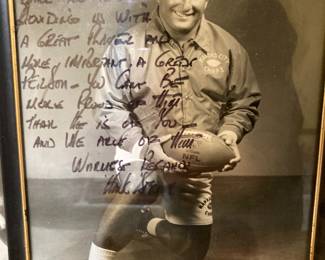 Hank Stram signed/inscribed to Holub's parents