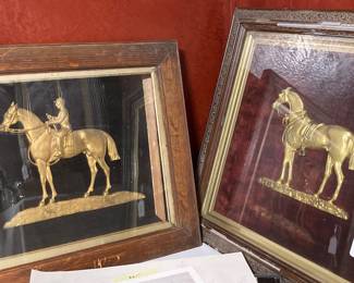 1800s framed relief racehorses