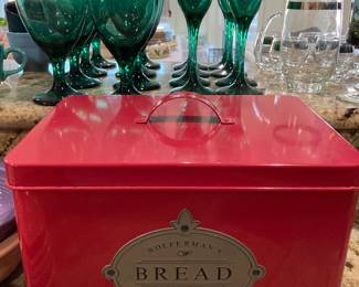 red bread box, teal glasses