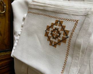 Hand Cross stitched Linens