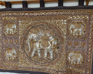Sequined Beaded Handcrafted Thai Burmese Fabric wall hanging