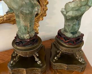 A Lovely Pair of Jadeite Quartz Lamps
