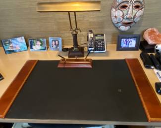 Leather Desk Set and Desk Lamp