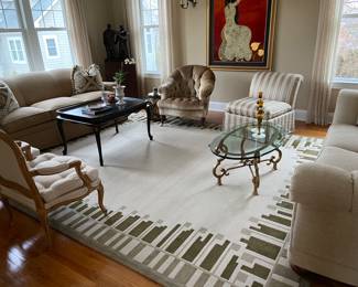 Living Room, Gorgeous excellent condition, Sofas, Custom Covered Chairs, Carpets Coffee Tables and More..