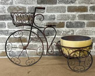 Metal Bicycle Plant Stand w/ Ceramic-Look Planter