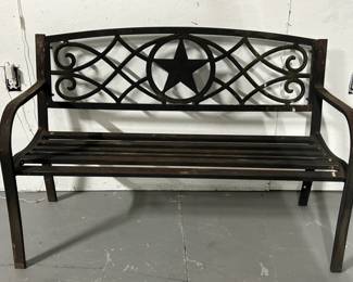 Iron Patio / Garden Bench w/ Texas Star