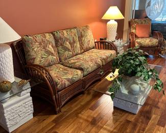 Florida style rattan sofa & matching vhair