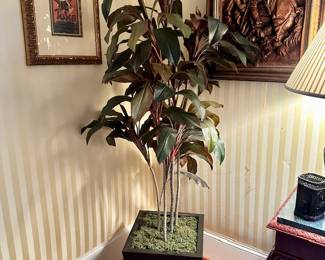 Several Faux Trees in Ceramic Planters