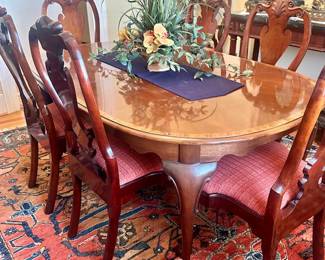 Dining Table / 8 Chairs / 2 leaves / Custom Covers Gorgeous Condition /KINDEL Belvedere Louis XV  98” c1960 handcrafted in USA made to order 18th Century high quality reproduction 