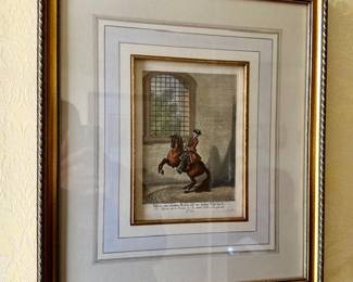 J E Redinger hand colored copperplate engravings. c1780. (4)  Equestrian