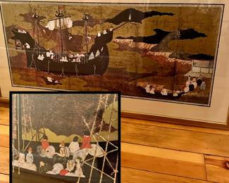 Portuguese Ship Pulling Into Japanese Harbor Art large