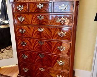 KINDEL  Beautiful Matched Woods / flame mahogany Chest from San Francisco
5’2” h x 3’5” wide x 20” deep. (upstairs)