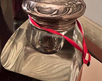 Early inkwell / Sterling glass heavy