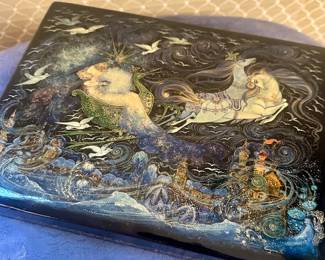 USSR Lacquer Box large /signed w/ country