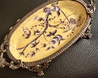 Antique porcelain /metal Victorian dish