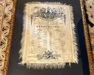 Metropolitan Opera House program on Silk c1902 in Gilt frame