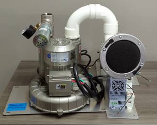 Blower Kit With VFD Control Including Republic Mfg 3 Phase High Pressure Regenerative Blower, Model HRC200, Cooper Bussman Mobile Fuse Holder, Model CH30J11, Weg CFW300 Vector Inverter, And Acopian 1 A 250V Unregulated Power Supply, Model U300Y20M