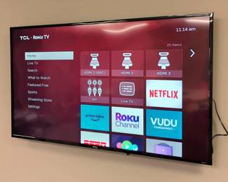 Intertek TCL 65" 4K HDR Roku Smart Television, Model 65S405, With A/V, Ethernet, Cable, USB, And HDMI Connections, Includes Wall Mount And Remote