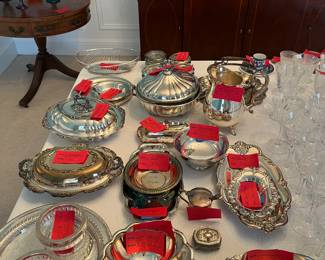 Various formal serving pieces.