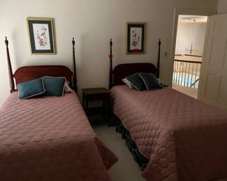 Antique twin beds including bedding, bedroom 2