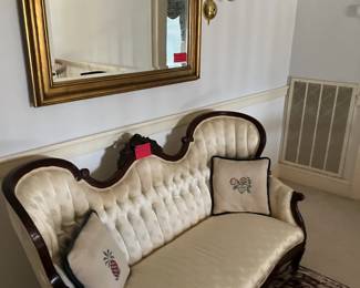Loveseat upstairs hall. Mirror no longer available.