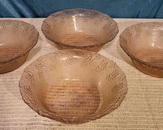 Pink Depression Glass Grape Bowls