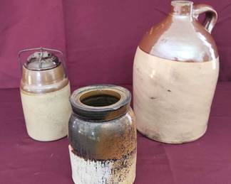Assorted Primative Stoneware Crockery 3 Pieces