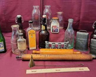 Assorted Bottles And Kitchen Items