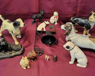 Cast Iron Animals Mostly Dogs 12 Pieces