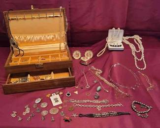 Costume Jewelry Lot With Jewelry Box