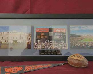 Chicago Bears Framed Photos And Pennant.