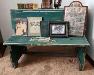 Primative School Desk And Primers