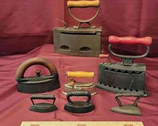 Cast Iron Ironing Lot 7 Pieces